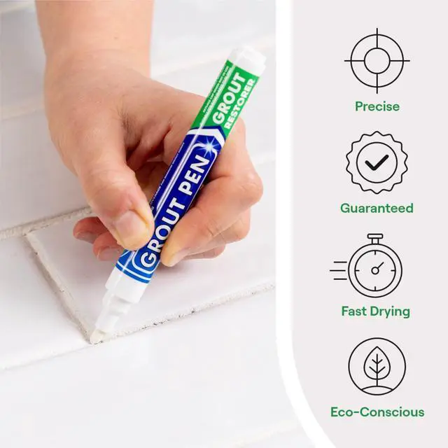 Alt view image 2 of 6 - Grout Pen White Tile Grout Paint Marker - Narrow 5mm Tip (7mL) - 3 Pack | Waterproof Grout Refresh Restorer for Kitchen & Bathroom, Whitener Grout Sealer Pens for Cleaner Looking Grout Lines - White