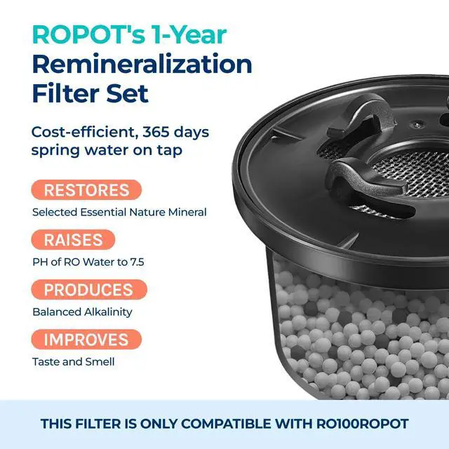 Alt view image 3 of 7 - Official Dual-Pack Remineralization Filters, One-Year Set | for RO100ROPOT, Alkaline for Reverse Osmosis Filter, Remineralize and Increase pH for Pure Drinking Water