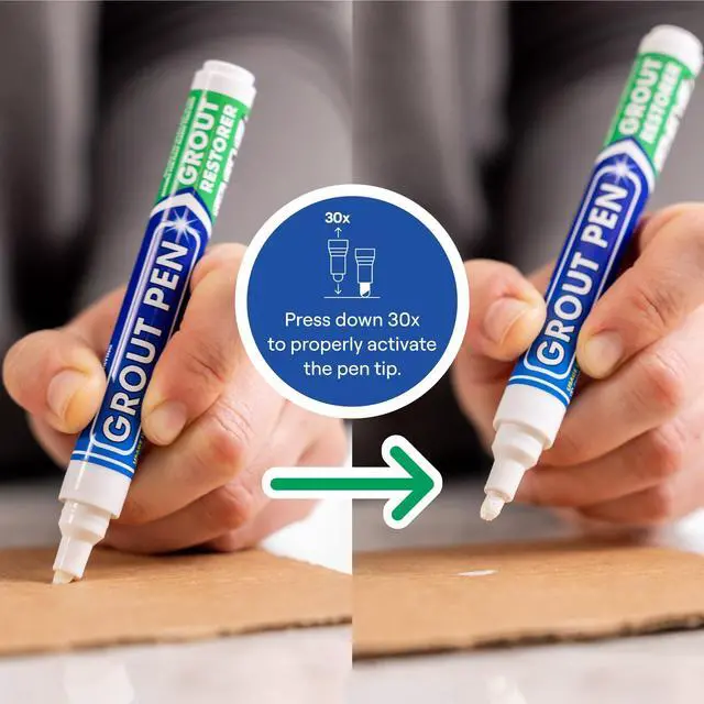 Alt view image 3 of 6 - Grout Pen White Tile Grout Paint Marker - Narrow 5mm Tip (7mL) - 3 Pack | Waterproof Grout Refresh Restorer for Kitchen & Bathroom, Whitener Grout Sealer Pens for Cleaner Looking Grout Lines - White