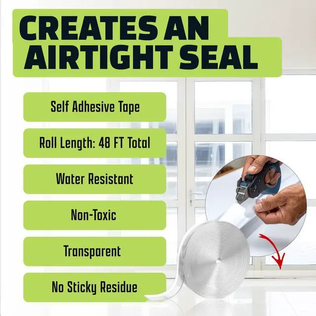 Alt view image 3 of 7 - Alien Draft Seal Set of 49 Feet Anti-Draft Adhesive and Flexible Flap to Seal Gaps Around Doors and Windows As Seen On TV