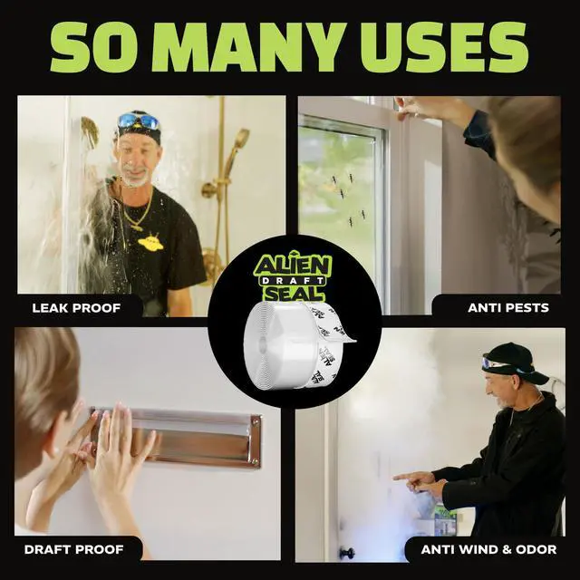 Alt view image 4 of 7 - Alien Draft Seal Set of 49 Feet Anti-Draft Adhesive and Flexible Flap to Seal Gaps Around Doors and Windows As Seen On TV
