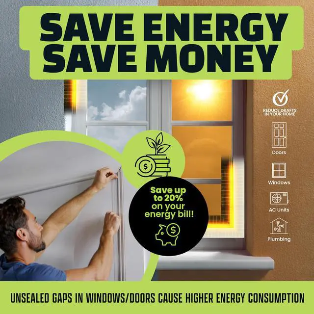 Alt view image 6 of 7 - Alien Draft Seal Set of 49 Feet Anti-Draft Adhesive and Flexible Flap to Seal Gaps Around Doors and Windows As Seen On TV