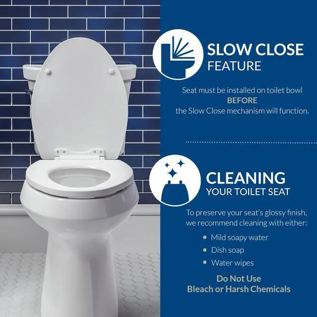 Alt view image 6 of 7 - Bennett Toilet Seat with Chrome Hinges, Slow Close Wood Seat, Secure Metal Hinges, Easy Install, Made in USA, Round, White
