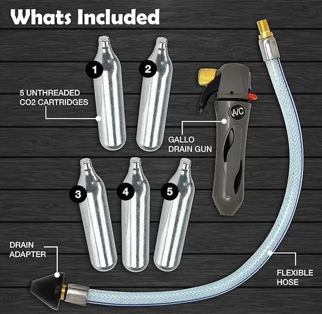 Alt view image 7 of 7 - Gallo Drain Gun with 5 Unthreaded CO2 Cartridges for A/C Condensate Line Air Conditioner Cleaner Blaster Opener Kit with Five Cartridge Clears HVAC Clogs