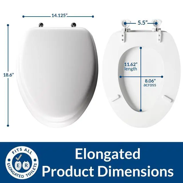 Alt view image 4 of 6 - Padded Toilet Seat with Chrome Hinges, Soft Vinyl over Wood Core Seat, Made in USA, Elongated, White