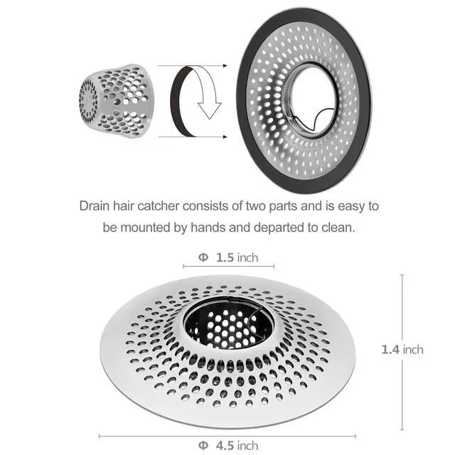 Alt view image 3 of 6 - Drain Hair Catcher/Bathtub Shower Drain Hair Trap/Strainer Stainless Steel Drain Protector(Patented Product) | Stainless Steel