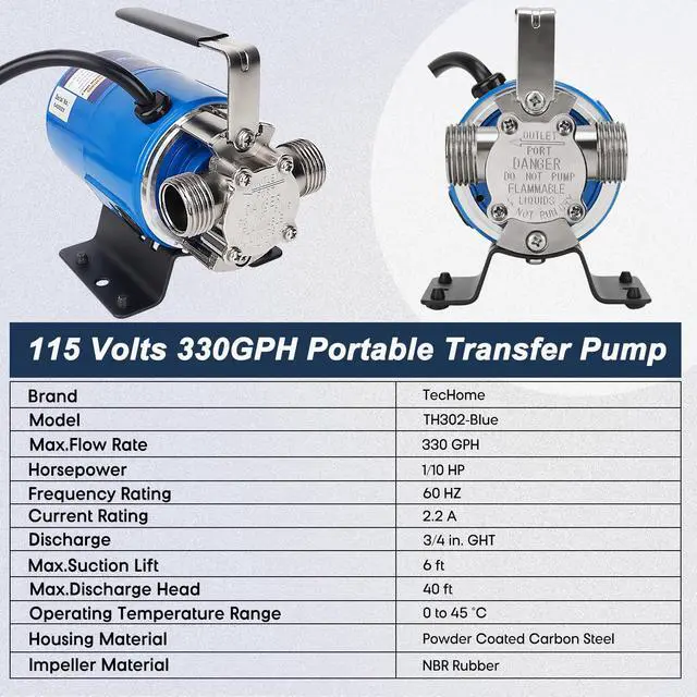 Alt view image 2 of 7 - Water Pump Water Transfer Pump, 115V Electric Garden Hose Pump. | 1/10HP 330GPH, with Suction Hose Kit