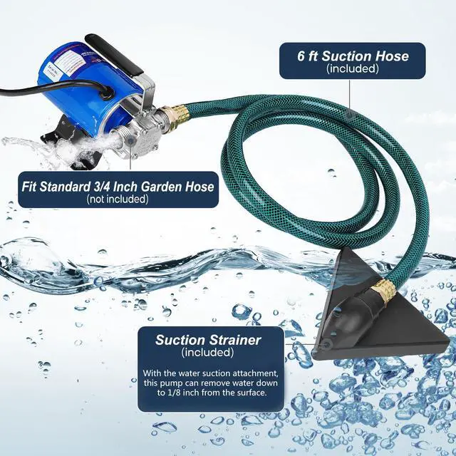 Alt view image 5 of 7 - Water Pump Water Transfer Pump, 115V Electric Garden Hose Pump. | 1/10HP 330GPH, with Suction Hose Kit