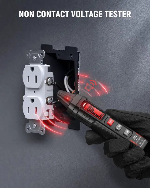 Alt view image 6 of 7 - Circuit Breaker Finder with LCD Display, GFCI Outlet Tester, AC 90-130V Electrical Circuit Tracer Tool with NCV Tset & Flashlight, Includes Carrying Case with Adapter, Alligator Clips -KT303P