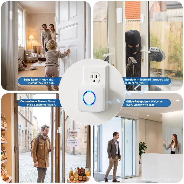 Alt view image 2 of 7 - Door Chime, Wireless Sensor Alarm for Home, Business, Store | 600FT Long Range Open Door Bell with 58 Chimes & 5 Volume Levels. Ideal Entry Alert for Kids, Toddler & Dementia Safety