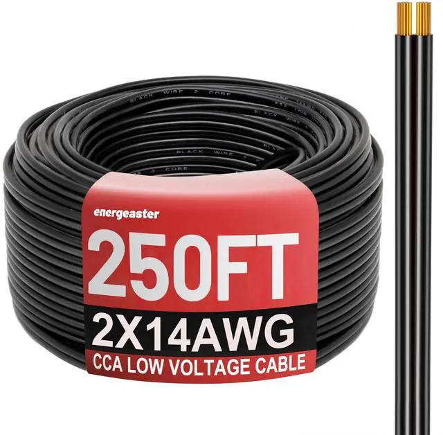 Main image of 250FT 14 Gauge 14/2 Low Voltage Landscape Wire Black | 14AWG 2 Conductors Outdoor Low-Voltage Cable Direct Burial Hookup LED Lighting Strips Flexible Cable Copper Clad Aluminum