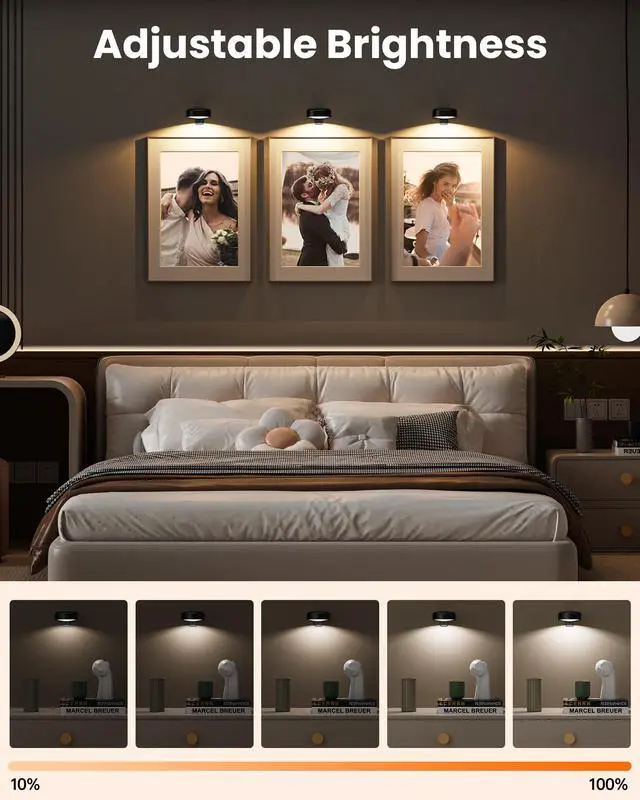 Alt view image 6 of 7 - 3 Pack Picture Lights for Wall,Wireless 2000mAh Rechargeable Magnetic LED Puck Lights with Remote,3 Color Temps and 12 RGB,Dimming & Timer,Art Frame Light for Painting Display,Photos,Wall Decor