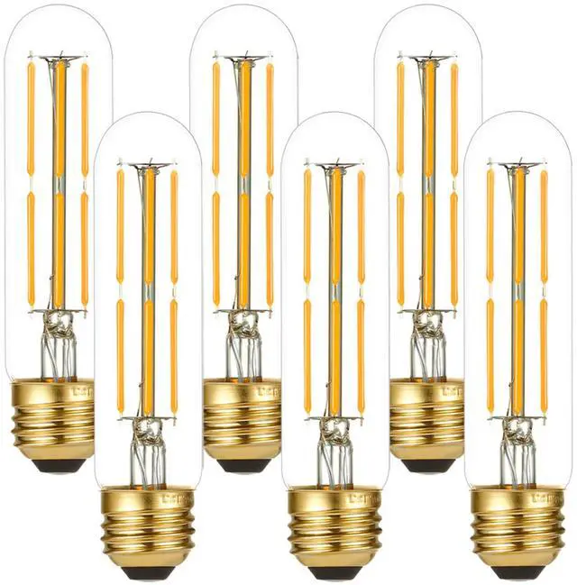 Main image of Dimmable E26 Edison Bulb 6W Equal 60 watt Light Bulb AC120V Warm White 2700K Edison Light Bulbs 60 Watt 600LM Tubular T10 led Bulb for Rustic Pendant,Chandeliers,Wall sconces,Vanity 6Pack