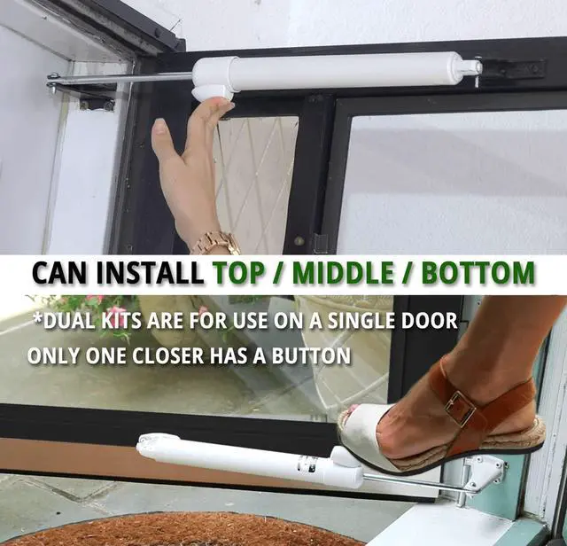 Alt view image 4 of 4 - GREENSTAR Touch 'n Hold Smooth - Dual Door Closer System - Heavy Duty - for (Medium and Heavy Weight) Storm, Screen, & Security Doors - New Doors or Replacement for Previous Units (White)