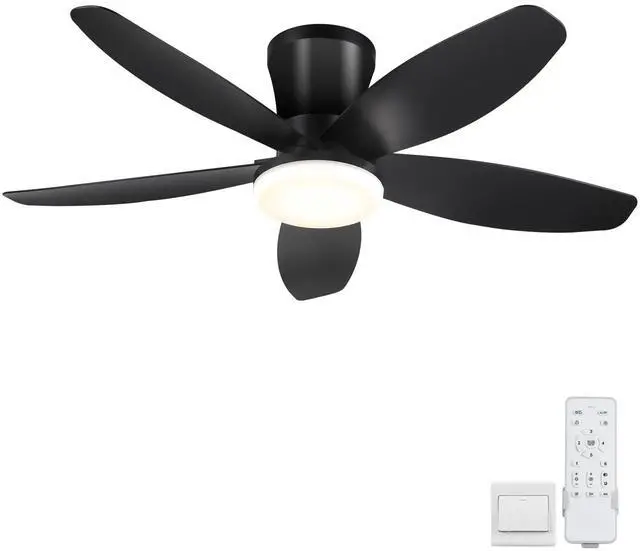 Main image of Ceiling Fans with Lights-36 Low Profile Ceiling Fan with Light and Remote Control,Flush Mount,DC Reversible,LED Dimmable Blakc Ceiling Fans for Bedroom,Indoor/Outdoor Patio Use