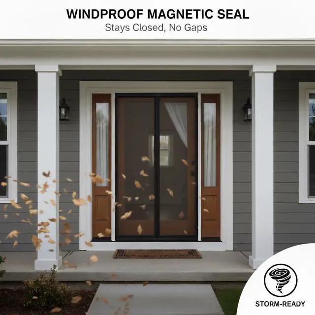 Alt view image 6 of 7 - Premium Magnetic Screen Door, Heavy-Duty Reinforced Mesh, Ultra-Dense Weave, Smooth Auto-Close, Pets & Kids Hands-Free, No-Gap Seal
