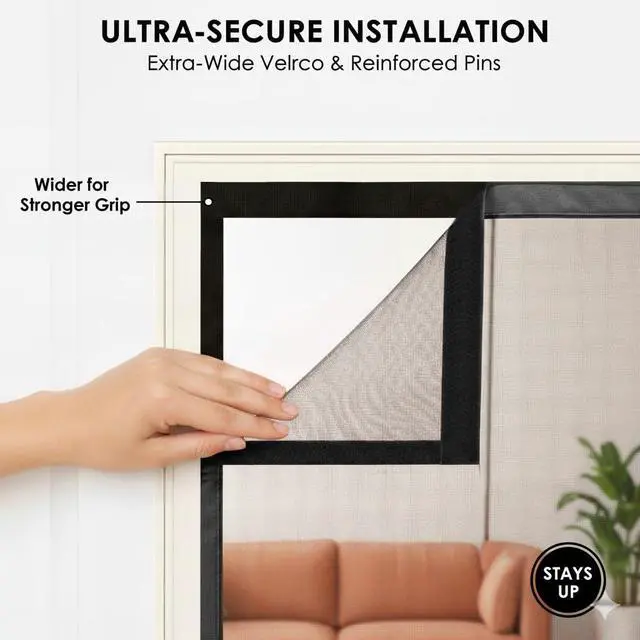 Alt view image 7 of 7 - Magnetic Screen Door Left Right Side Opening Polyethylene Terephthalate Mesh Greater Than Fiberglass and Polyester Easy Install