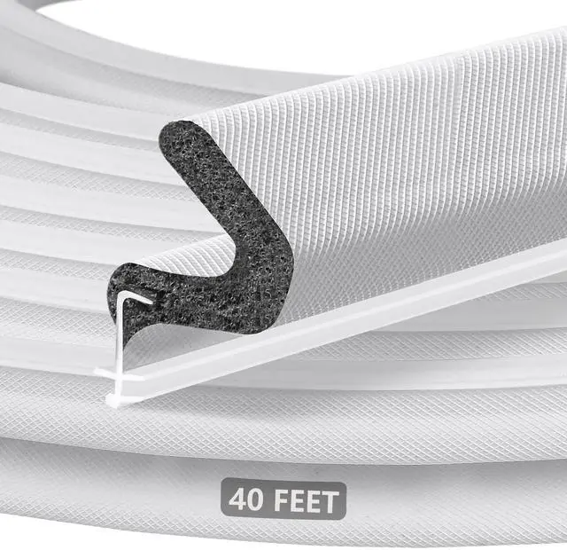 Main image of 40 ft Kerf Weather Stripping Door Seal for Exterior Doors, White | Press-in kerf seal for grooved door frames is not self-adhesive, replaces worn seals, and helps reduce drafts and energy loss