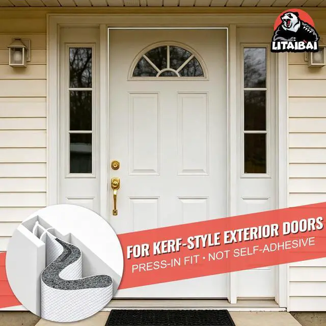 Alt view image 6 of 7 - 40 ft Kerf Weather Stripping Door Seal for Exterior Doors, White | Press-in kerf seal for grooved door frames is not self-adhesive, replaces worn seals, and helps reduce drafts and energy loss