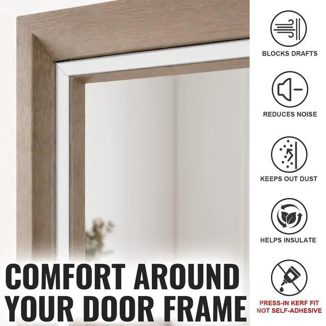 Alt view image 7 of 7 - 40 ft Kerf Weather Stripping Door Seal for Exterior Doors, White | Press-in kerf seal for grooved door frames is not self-adhesive, replaces worn seals, and helps reduce drafts and energy loss