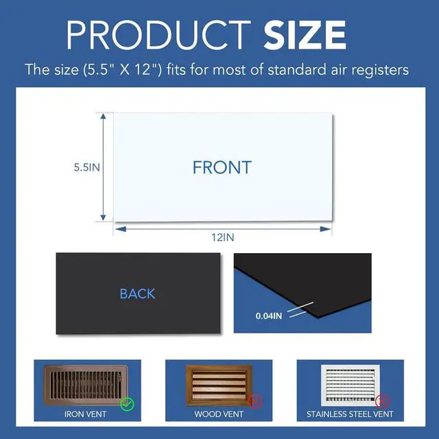 Alt view image 2 of 5 - Magnetic Vent Covers-5.5" x 12",8 Pack | Strong Vents Cover for Decorative Floor Standard Air Registers Wall and Ceiling Register Homes and RV HVAC