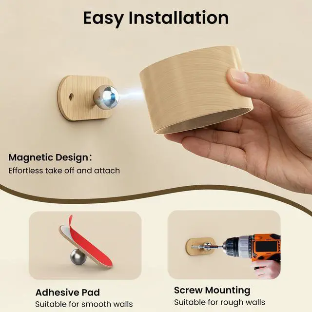 Alt view image 6 of 7 - LED Sconces, Wall Mounted Lamps with Rechargeable Battery Operated USB Port 3 Color Temperatures & 3 Brightness Levels 360°Rotate Magnetic Ball, Cordless Lights for Reading Bedside