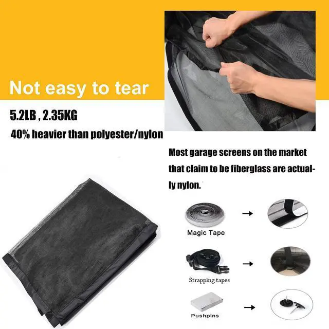 Alt view image 5 of 6 - Garage Door Screen for 2 Car Garage Door-16x7FT Reinforced Fiberglass Garage Screen, Magnetic Garage Screen Door
