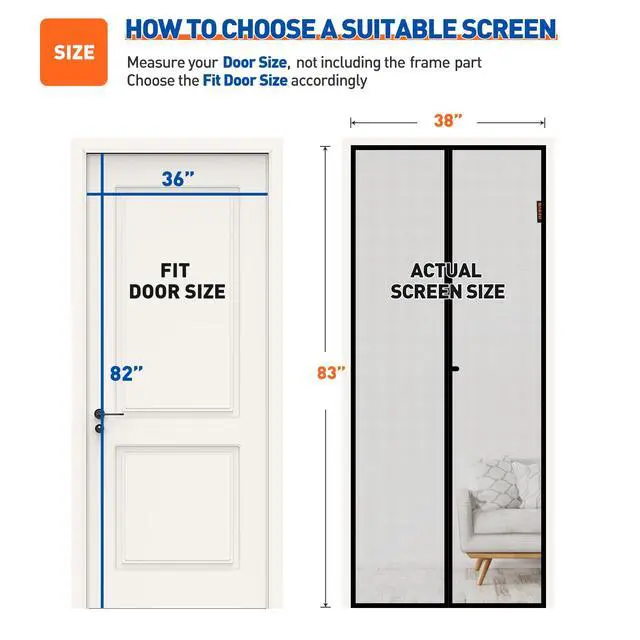 Alt view image 2 of 6 - Magnetic Screen Door Fits Door Size 36"x82", Hand-Free Mesh Gray | 38"x83"Heavy Duty Door Screen Magnetic Closure & Windproof Fastener, Pet Friendly Dutch Screen Door Magnets