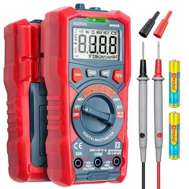 Alt view image 2 of 7 - Digital Multimeter, TRMS 4000 Counts, Auto-Ranging, Battery Test | 1.5V/9V/12V Battery Testing, Auto & Home Diagnostics, NCV Detection, Capacitance Measurement, CAT III 600V