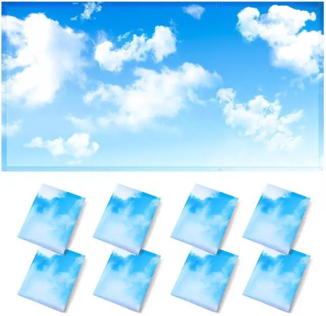 Main image of 8 Pcs Fluorescent Light Covers, 4x2 Feet Fabric for Ceiling Lights | 8 x 10 Magnetic Light Filters for Classroom, Office, Hospitals (Blue Skies & White Clouds)