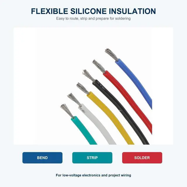 Alt view image 4 of 7 - 24 AWG Stranded Silicone Wire, 6 Colors, 30 ft Each, Tinned Copper