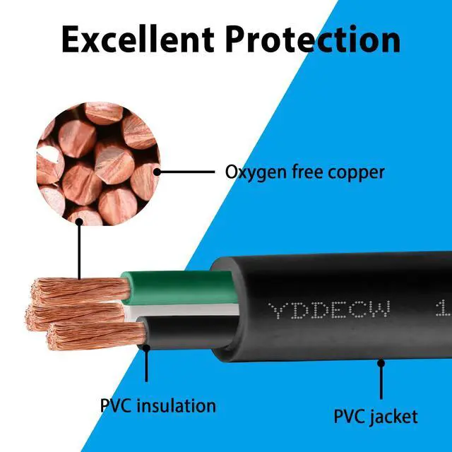 Alt view image 5 of 7 - 25ft 10/3 10 AWG Portable Power Cable (3 Conductor) - SOOW 600V 10 Gauge Electric Wire for Motor Leads, Portable Lights, Battery Chargers and Machinery - 3 Conductor - 25 Feet Electrical Cord