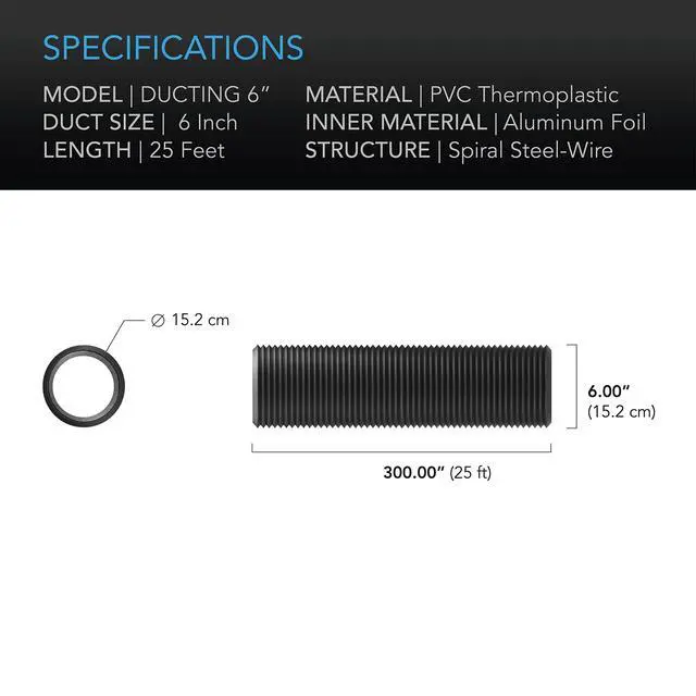 Alt view image 5 of 6 - Flexible 150mm Aluminum Ducting, Heavy-Duty Four-Layer | Heavy-Duty Four-Layer Protection, 25-Feet Long for Heating Cooling Ventilation and Exhaust