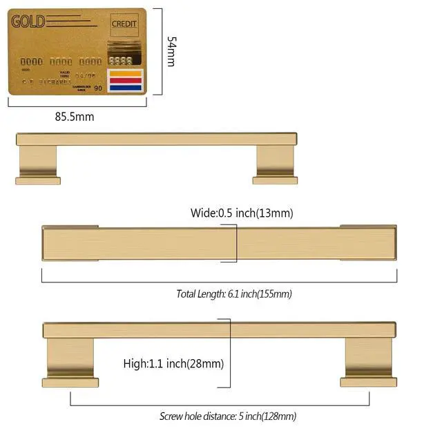 Alt view image 6 of 7 - 10 Pack Champagne Bronze Cabinet Pulls 5" | Kitchen Cabinet Handles Cabinet Hardware Kitchen Handles for Cabinets Cupboard Handles Drawer Pulls ZH00013