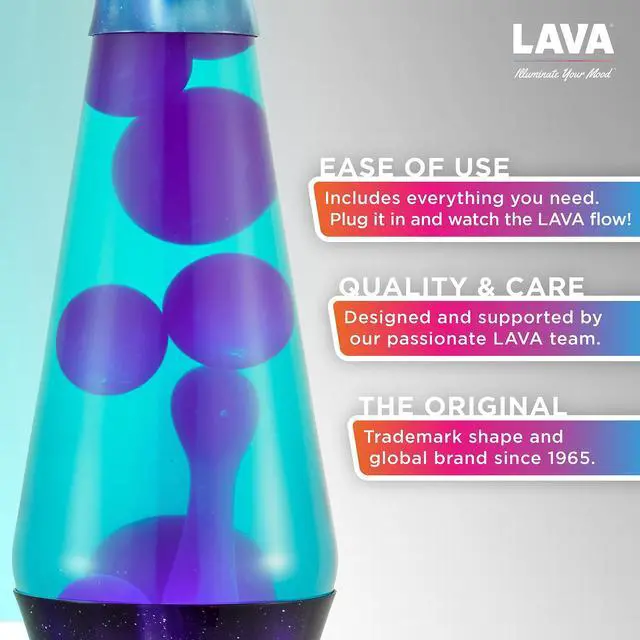 Alt view image 2 of 7 - The Original Lava® Lamp - 14.5" Aurora Borealis Classic Liquid Motion Lamp - Purple Wax and Blue Liquid - Item #2047 (Amazon Exclusive)