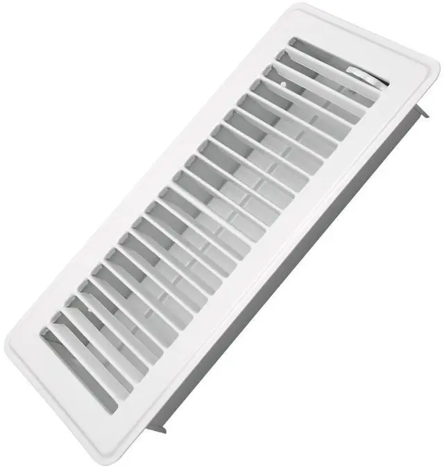 Main image of 4" x 10" Floor Register - Heavy Duty Steel Walkable Floor Vents - Easy Adjust Air Supply Lever - Vent Covers for Home (White)