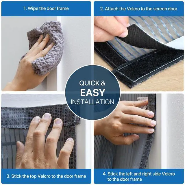 Alt view image 4 of 7 - Heavy Duty Door Screen Magnetic Closure, Thickened Fiberglass Screen Door Mesh, Self Sealing, Tear Resistant, Easy Assemble, Fine Mesh Keep Bugs Out Fit Door Size 36 Inch X 82 Inch