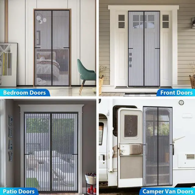 Alt view image 7 of 7 - Heavy Duty Door Screen Magnetic Closure, Thickened Fiberglass Screen Door Mesh, Self Sealing, Tear Resistant, Easy Assemble, Fine Mesh Keep Bugs Out Fit Door Size 36 Inch X 82 Inch