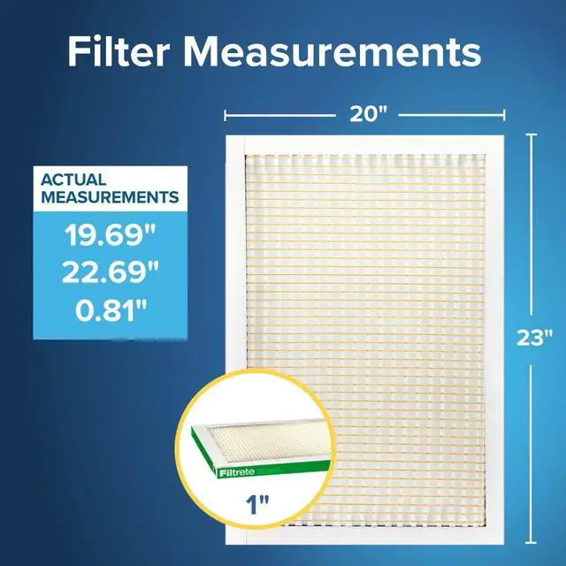 Alt view image 2 of 7 - 20x23x1 AC Furnace Air Filter, MPR 700, MERV 8, Tough on Pollen, Easy on Airflow, 3-Month Pleated 1-Inch Electrostatic Air Cleaning Filter, 2-Pack (Actual Size 19.69 x 22.69 x 0.81 in)