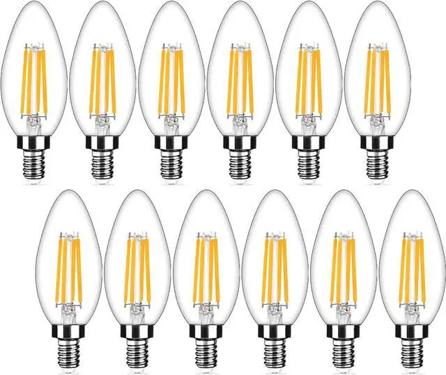Main image of 12-Pack Dimmable E12 LED Candelabra Bulbs 40Watt Equivalent, 2700K Warm White, 450Lumens, 4W B11 Vintage Chandelier Light Bulbs, LED Filament Clear Glass Candle Lamp for Ceiling Fan Home Decor1