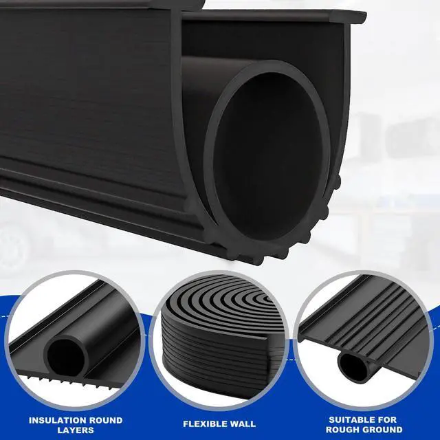 Alt view image 2 of 7 - Garage Door Seals Bottom Rubber Weather Stripping Kit Seal Strip Replacement, Weatherproof Threshold Buffering Sealing Rubber 5/16 Inch T Ends (16 FT, Black, U+O)