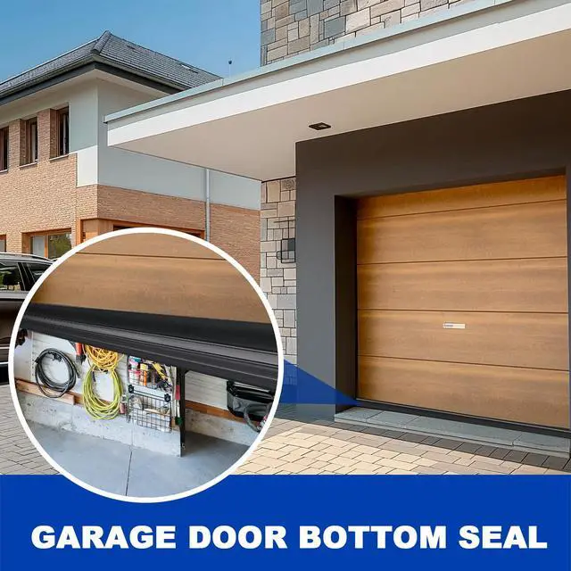 Alt view image 7 of 7 - Garage Door Seals Bottom Rubber Weather Stripping Kit Seal Strip Replacement, Weatherproof Threshold Buffering Sealing Rubber 5/16 Inch T Ends (16 FT, Black, U+O)