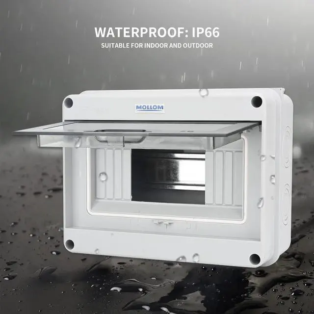 Alt view image 3 of 7 - 8 Way Circuit Breaker MCB Distribution Protection Box | DIN Rail, IP65 Waterproof, Indoor and Outdoor