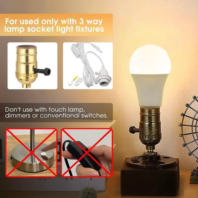Alt view image 2 of 7 - LED Light Bulbs, 3 Way Light Bulbs 50 100 150W Equivalent 3000K | 3 Way Light Bulb, Three Way A19 Light Bulbs E26 Medium Base, Warm White 3000K, 500lm-1000lm-1500lm, 2 Pack