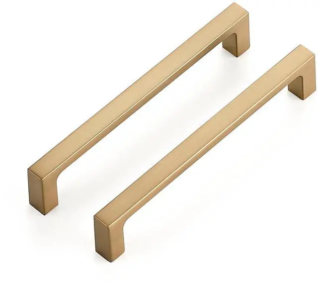 Main image of Champagne Bronze Kitchen Square Cabinet Handles 5 Inch 10 Pack | Modern Slim Style, Solid Zinc, Square Design, Screws Included, Easy Installation, for Kitchen Drawers & Cupboards