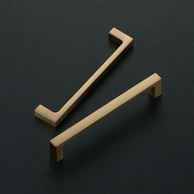 Alt view image 2 of 7 - Champagne Bronze Kitchen Square Cabinet Handles 5 Inch 10 Pack | Modern Slim Style, Solid Zinc, Square Design, Screws Included, Easy Installation, for Kitchen Drawers & Cupboards