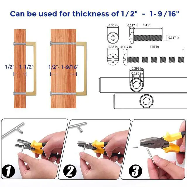 Alt view image 4 of 7 - Champagne Bronze Kitchen Square Cabinet Handles 5 Inch 10 Pack | Modern Slim Style, Solid Zinc, Square Design, Screws Included, Easy Installation, for Kitchen Drawers & Cupboards