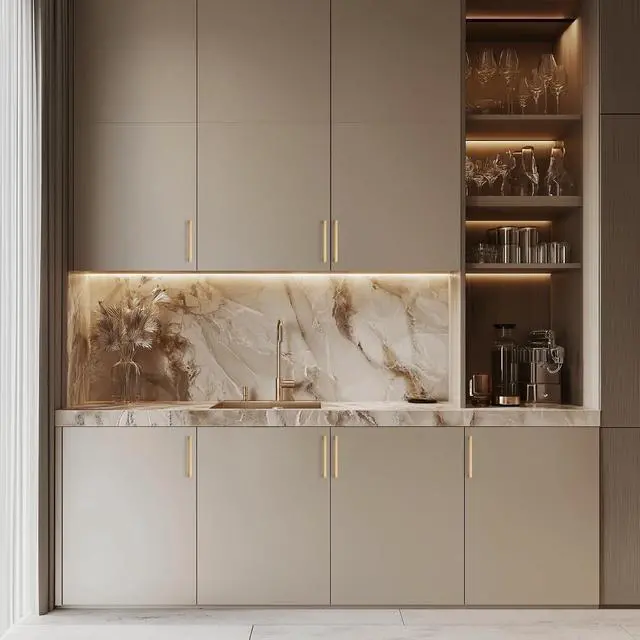Alt view image 5 of 7 - Champagne Bronze Kitchen Square Cabinet Handles 5 Inch 10 Pack | Modern Slim Style, Solid Zinc, Square Design, Screws Included, Easy Installation, for Kitchen Drawers & Cupboards