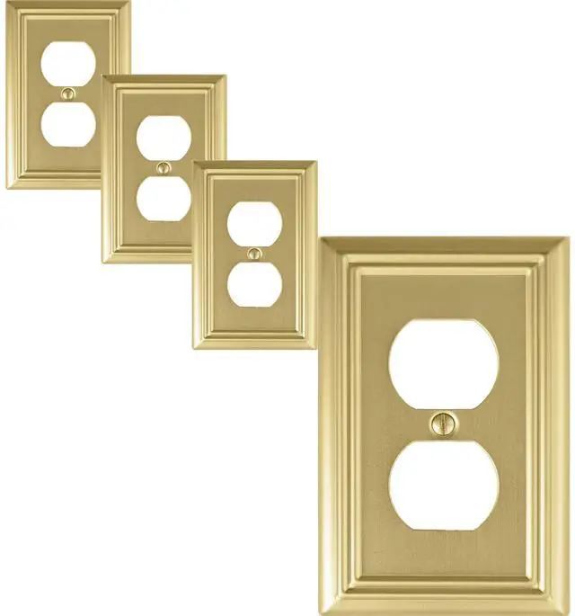 Main image of Single Duplex Outlet Light Switch Cover Adler Metal Wall Plate, 4-Pack Brushed Brass 1 Gang, for Receptacle Light Switch, Switch Cover Decorative Wallplate, Durable