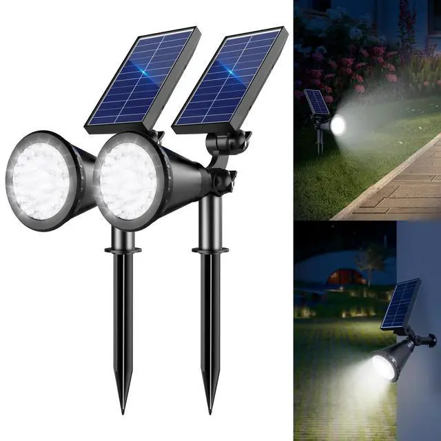 Main image of Solar Lights Outdoor Waterproof, 36 LEDs 1000LM Adjustable Solar Spot Lights Outdoor, 2-in-1 Solar Powered Spotlight Landscape Lighting for Garden, Yard, Pathway- 2 Pack (Cool White)